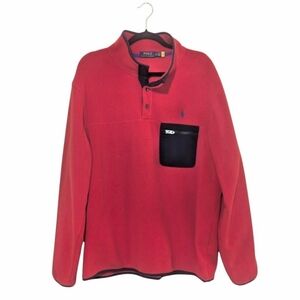 Polo by Ralph Lauren Red Performance Jacket with Navy Details Quarter Snap